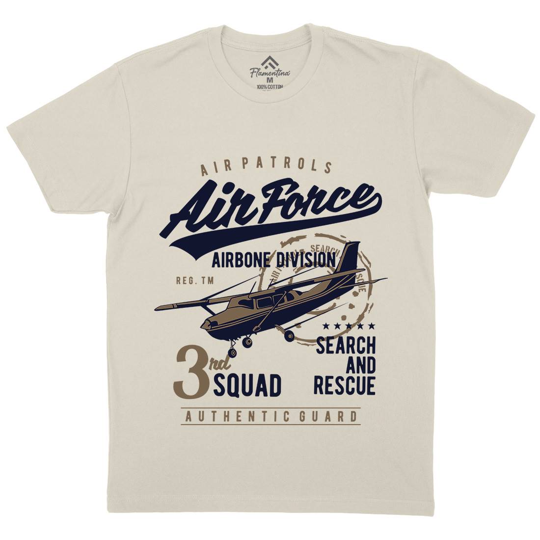 Air Force Mens Organic Crew Neck T-Shirt Army B176