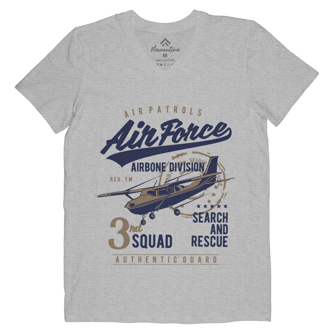 Air Force Mens Organic V-Neck T-Shirt Army B176
