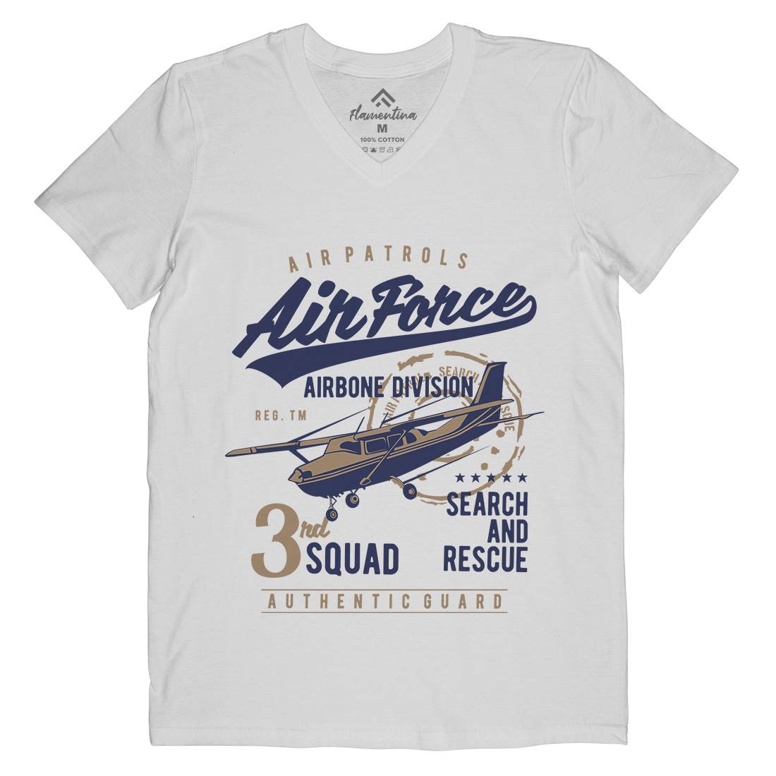 Air Force Mens Organic V-Neck T-Shirt Army B176