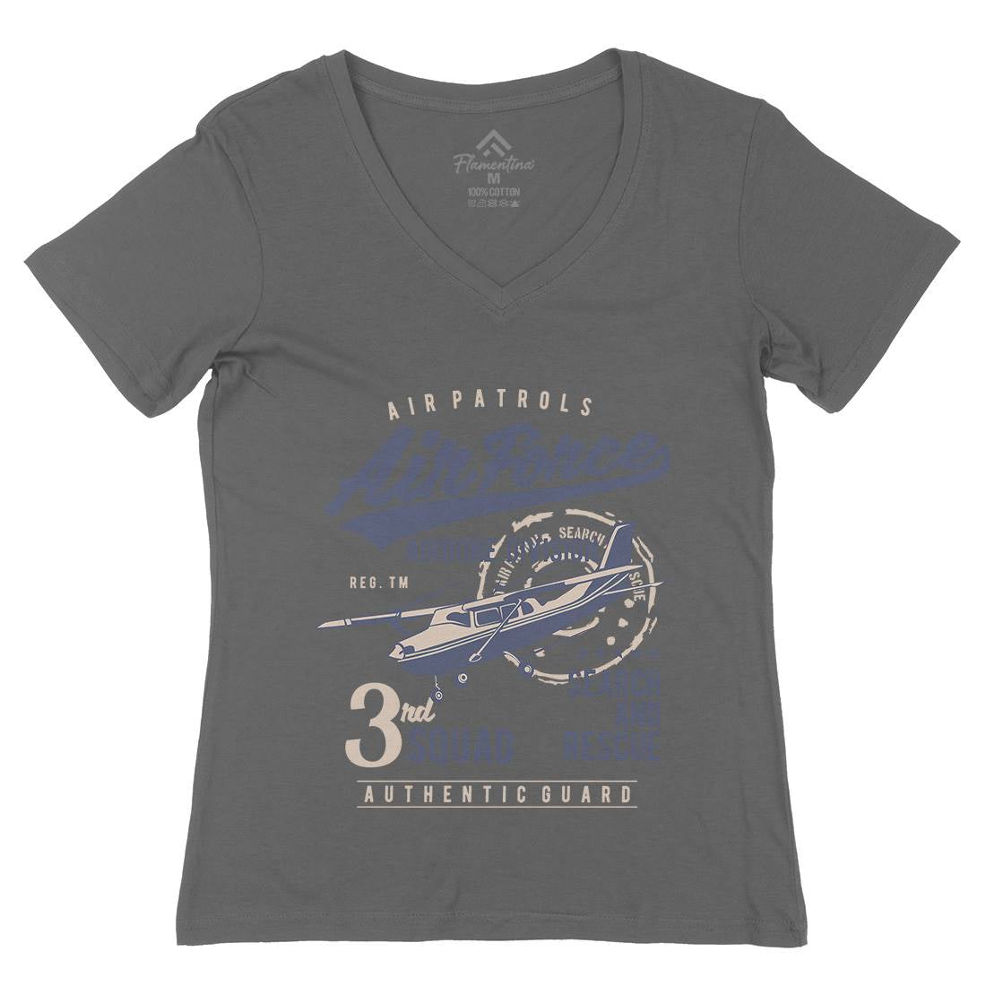 Air Force Womens Organic V-Neck T-Shirt Army B176
