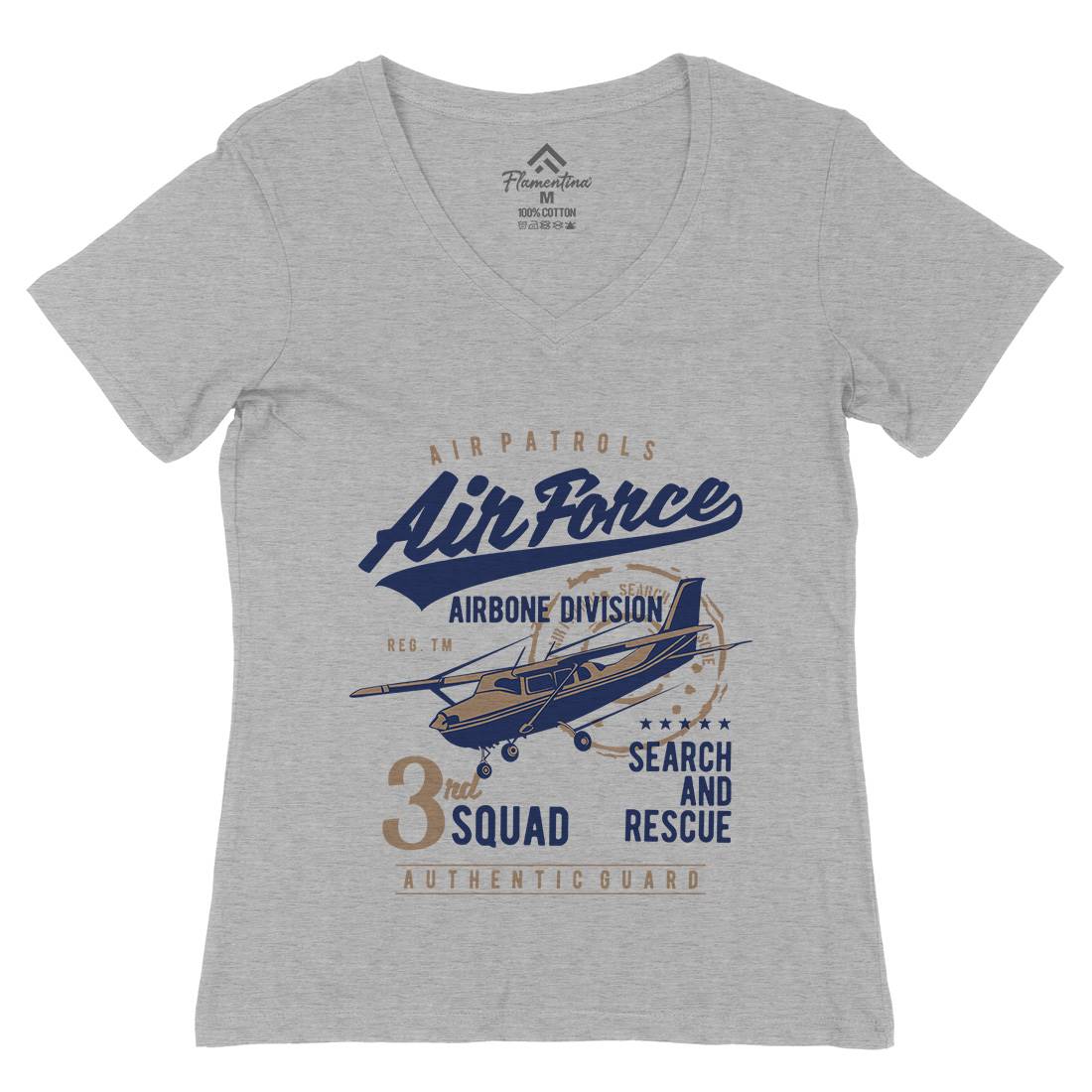 Air Force Womens Organic V-Neck T-Shirt Army B176
