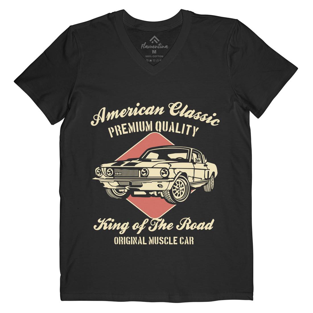 American Classic Mens Organic V-Neck T-Shirt Cars B177