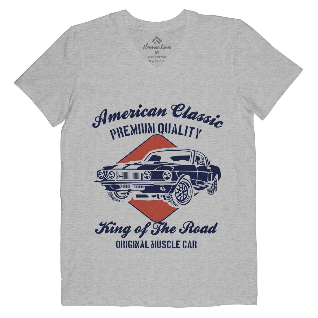 American Classic Mens Organic V-Neck T-Shirt Cars B177