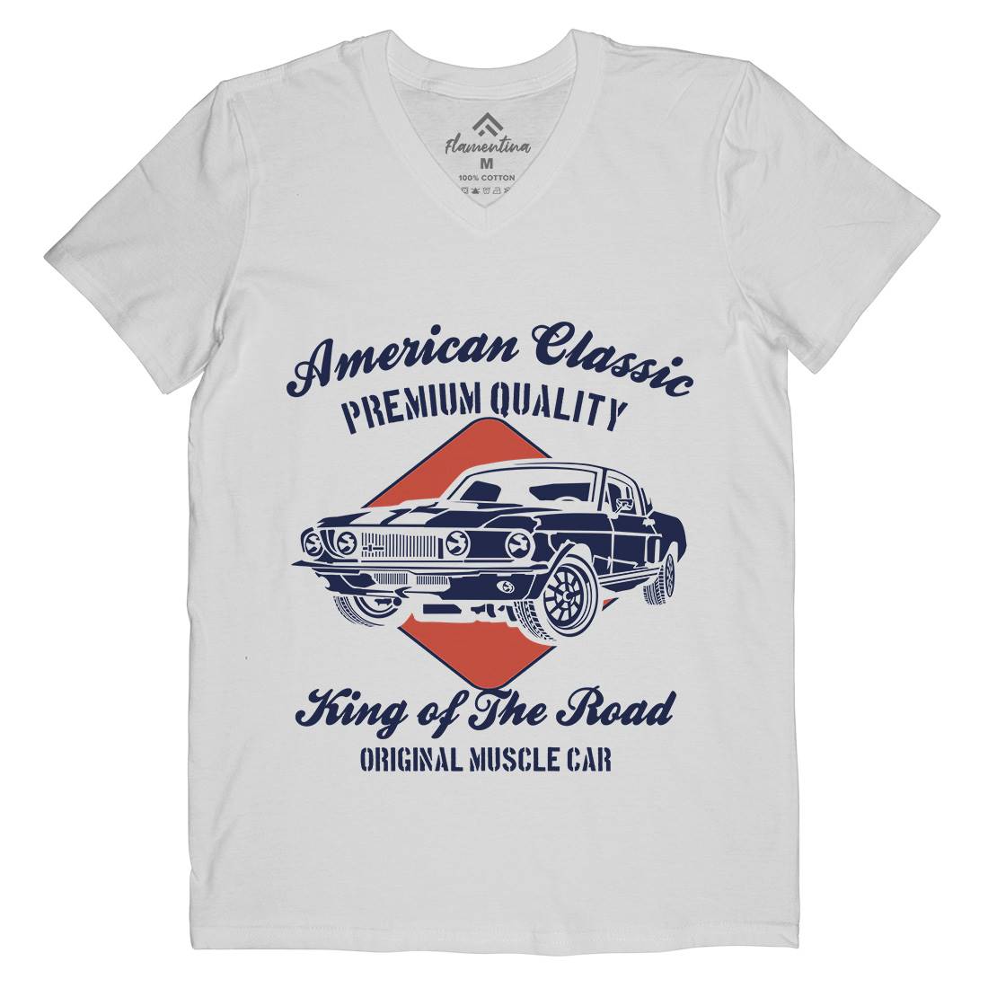 American Classic Mens V-Neck T-Shirt Cars B177