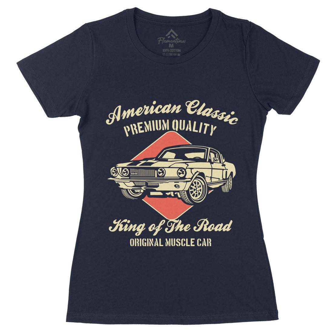American Classic Womens Organic Crew Neck T-Shirt Cars B177