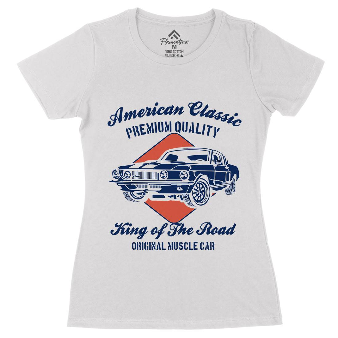 American Classic Womens Organic Crew Neck T-Shirt Cars B177