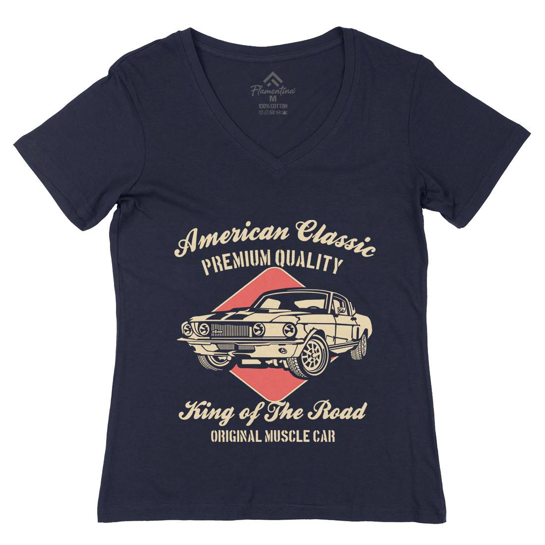American Classic Womens Organic V-Neck T-Shirt Cars B177