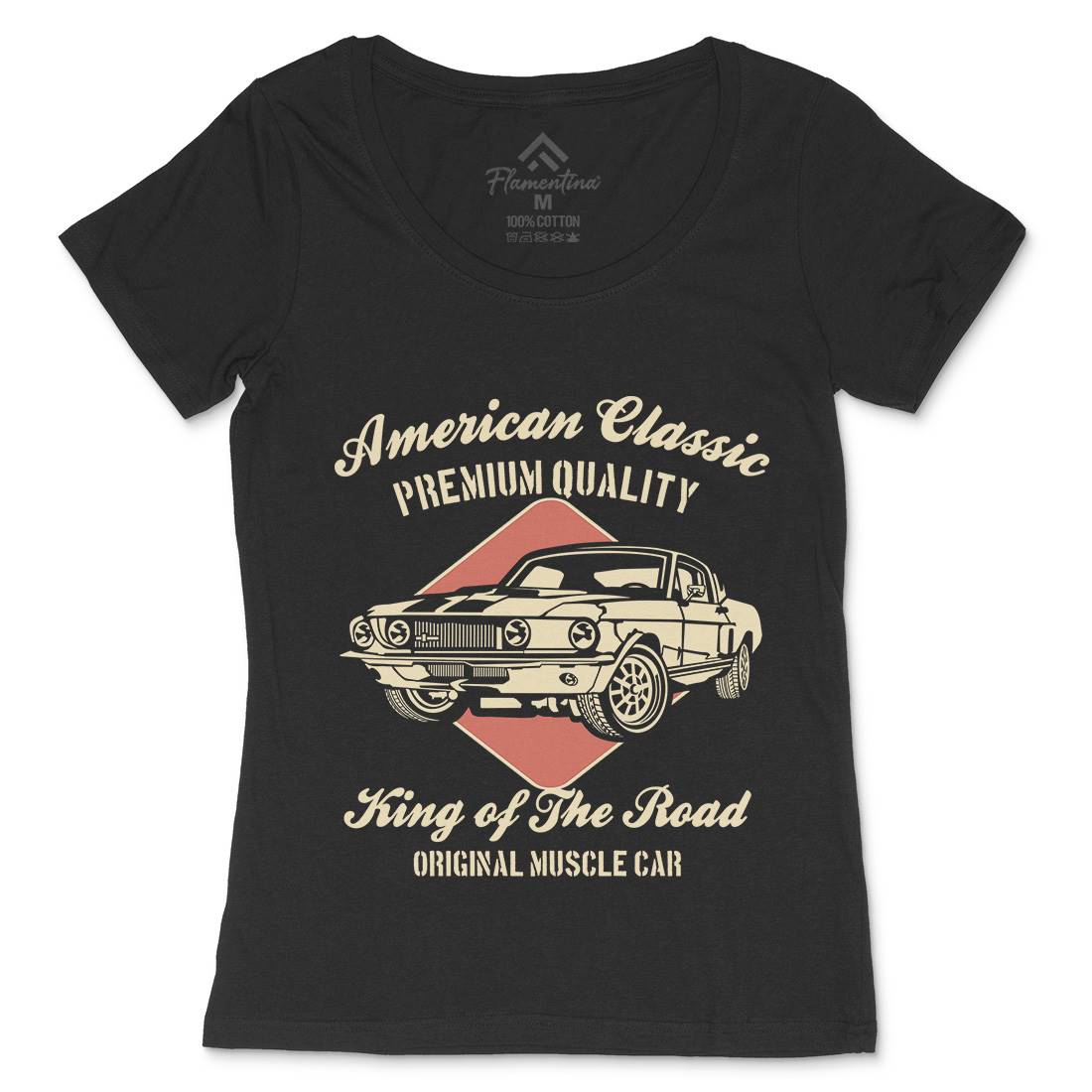 American Classic Womens Scoop Neck T-Shirt Cars B177