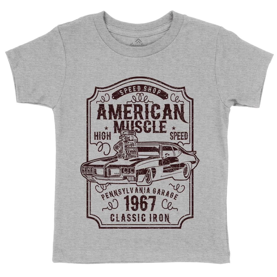 American Muscle Kids Organic Crew Neck T-Shirt Cars B178