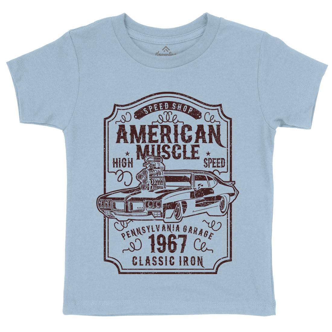 American Muscle Kids Crew Neck T-Shirt Cars B178