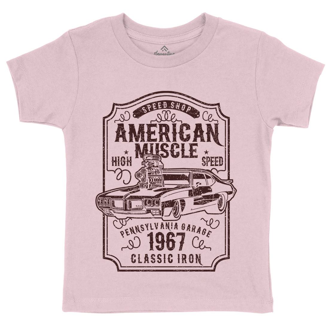 American Muscle Kids Crew Neck T-Shirt Cars B178