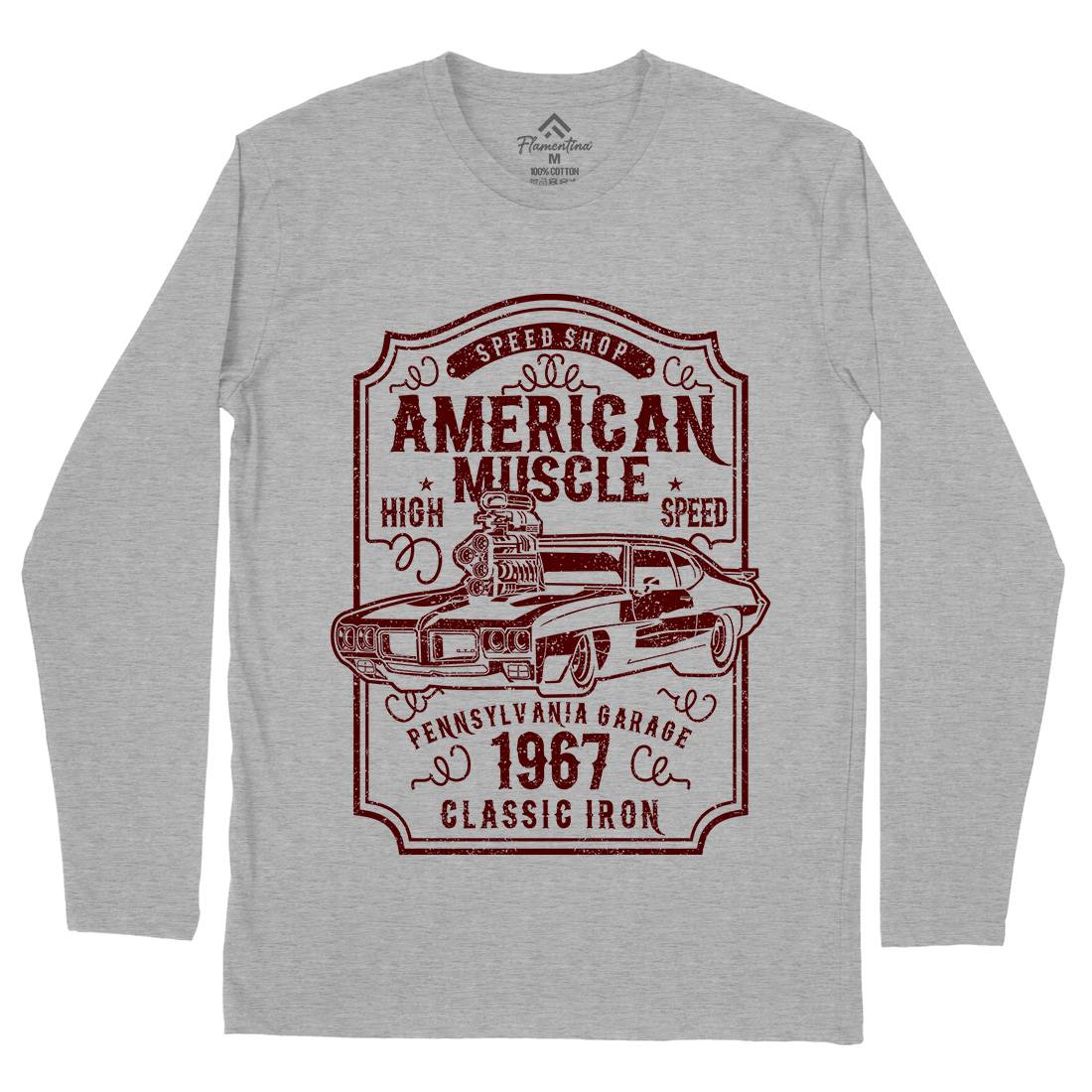 American Muscle Mens Long Sleeve T-Shirt Cars B178