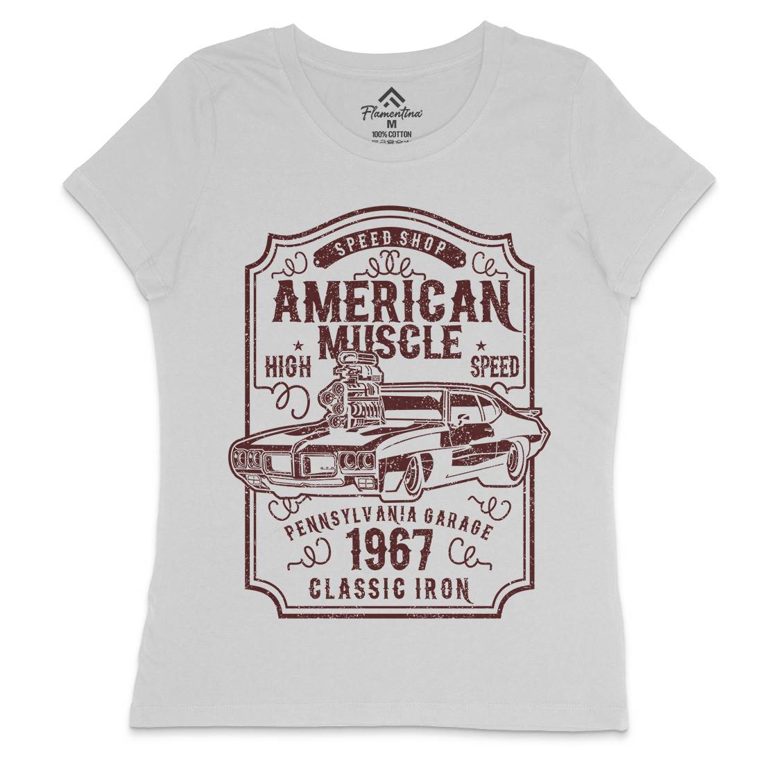 American Muscle Womens Crew Neck T-Shirt Cars B178