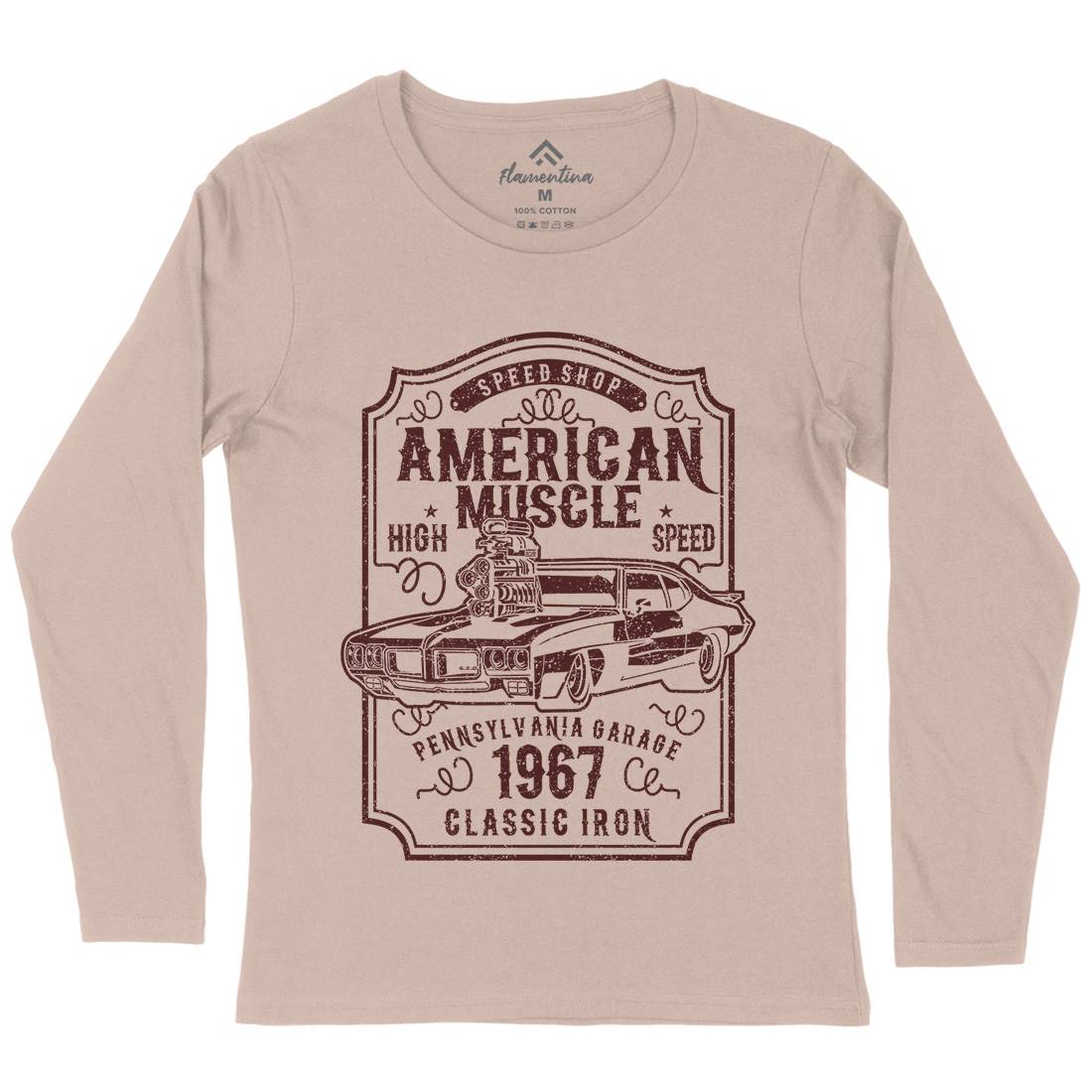 American Muscle Womens Long Sleeve T-Shirt Cars B178