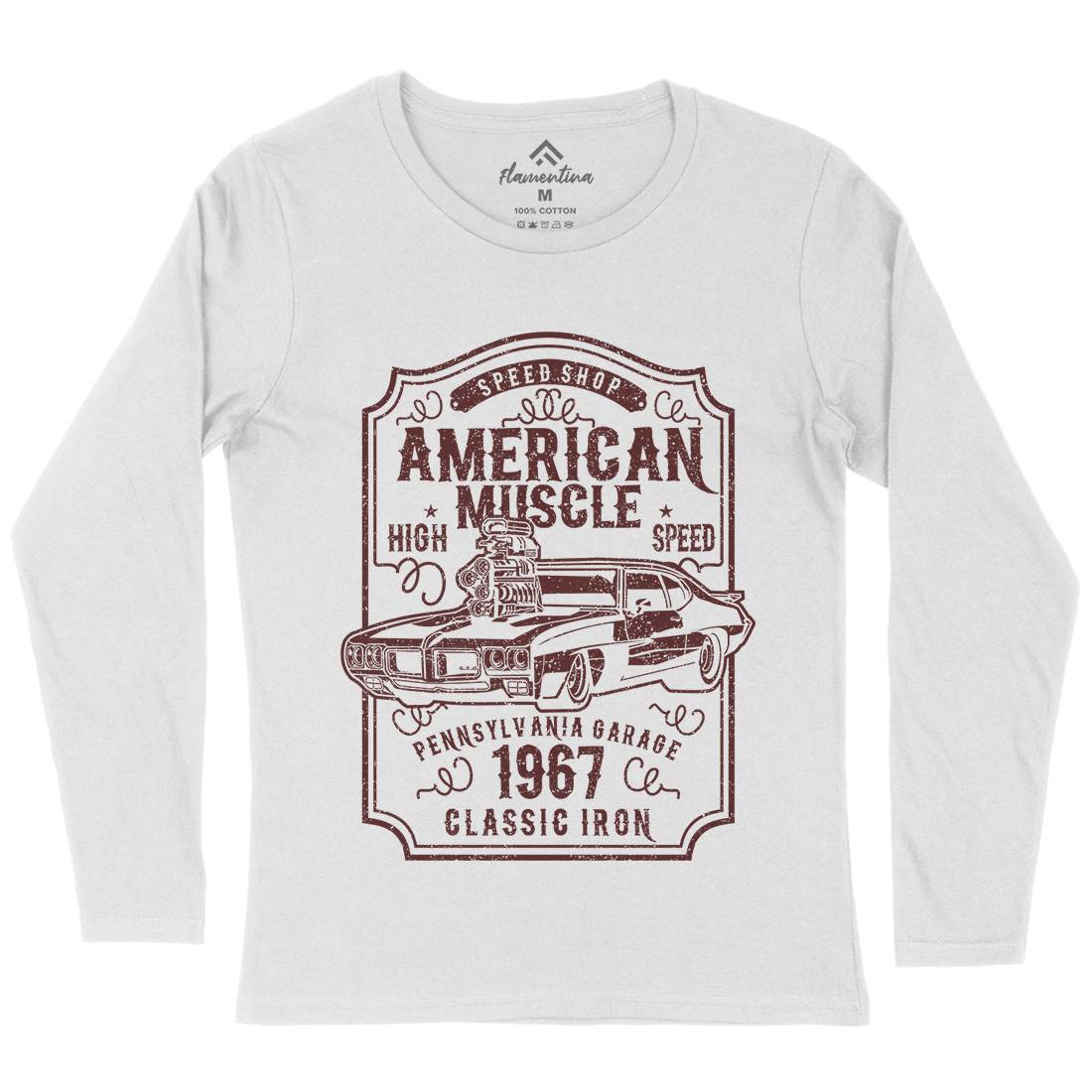 American Muscle Womens Long Sleeve T-Shirt Cars B178