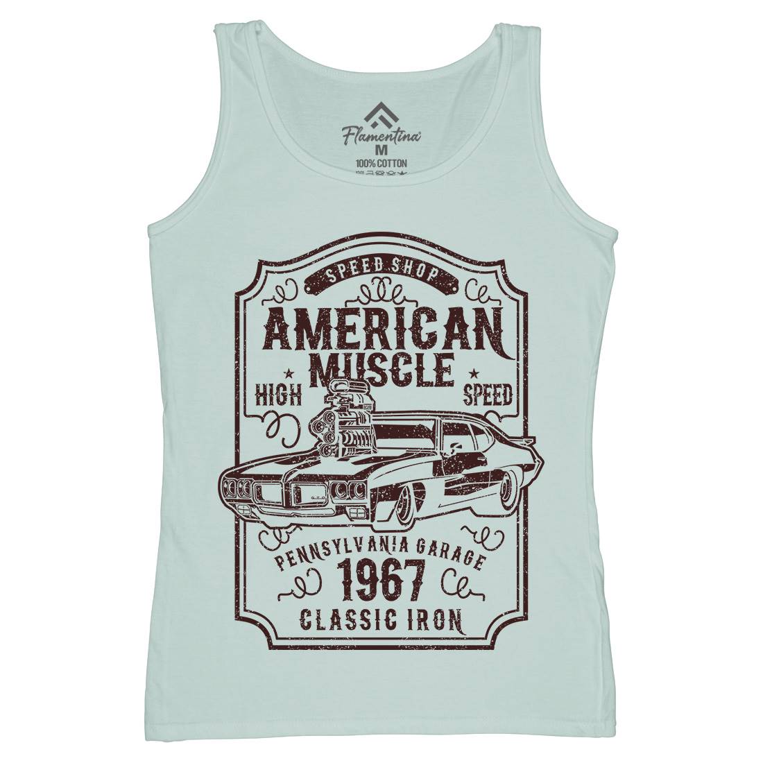 American Muscle Womens Organic Tank Top Vest Cars B178