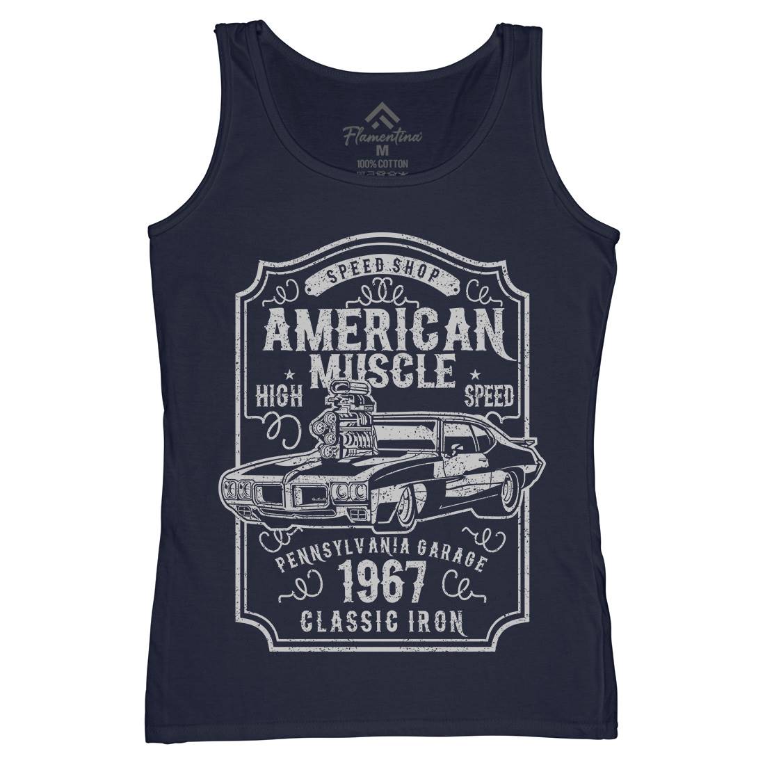 American Muscle Womens Organic Tank Top Vest Cars B178