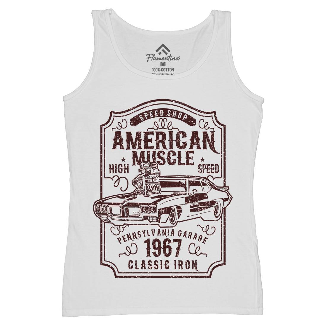 American Muscle Womens Organic Tank Top Vest Cars B178