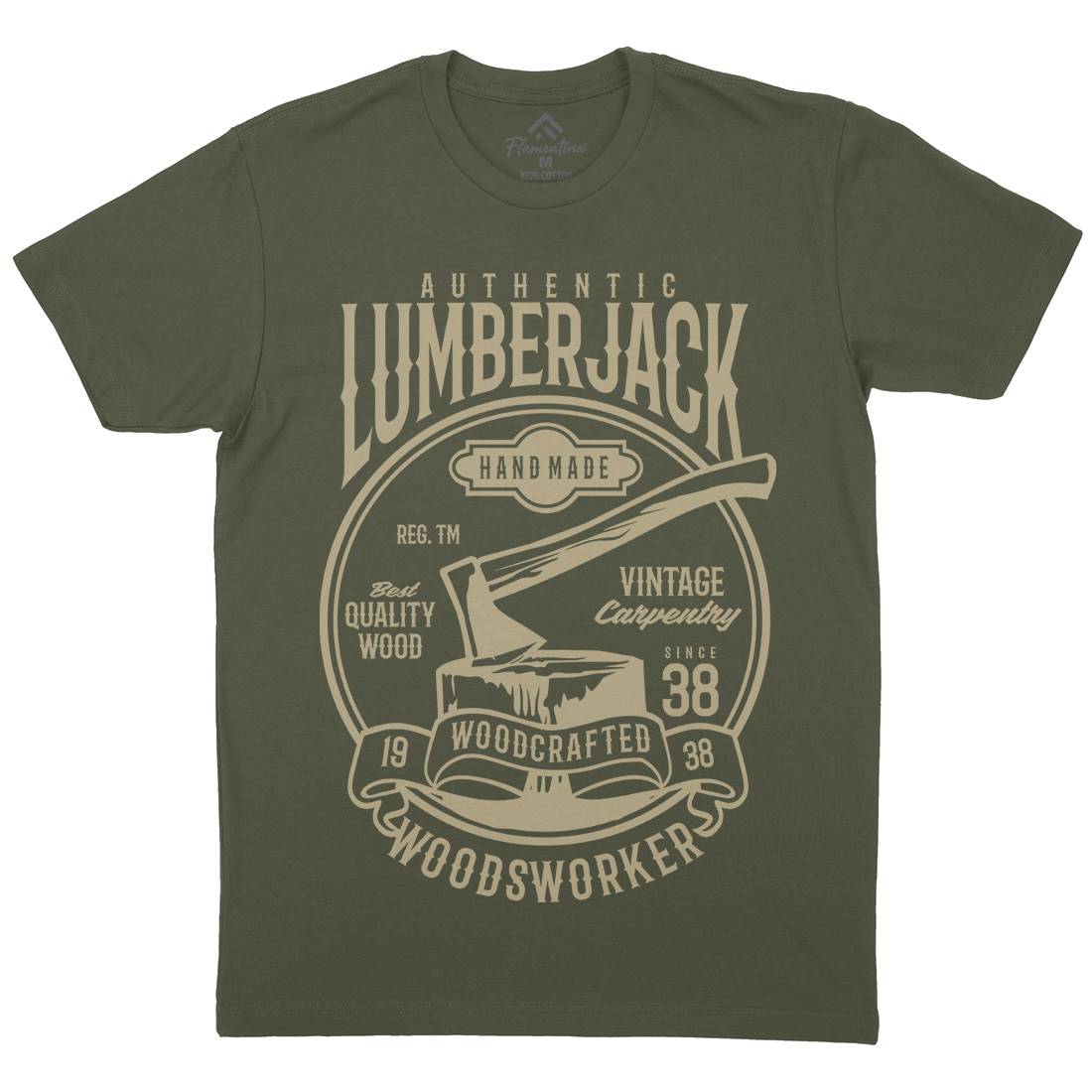 Authentic Lumberjack Mens Organic Crew Neck T-Shirt Retro B181