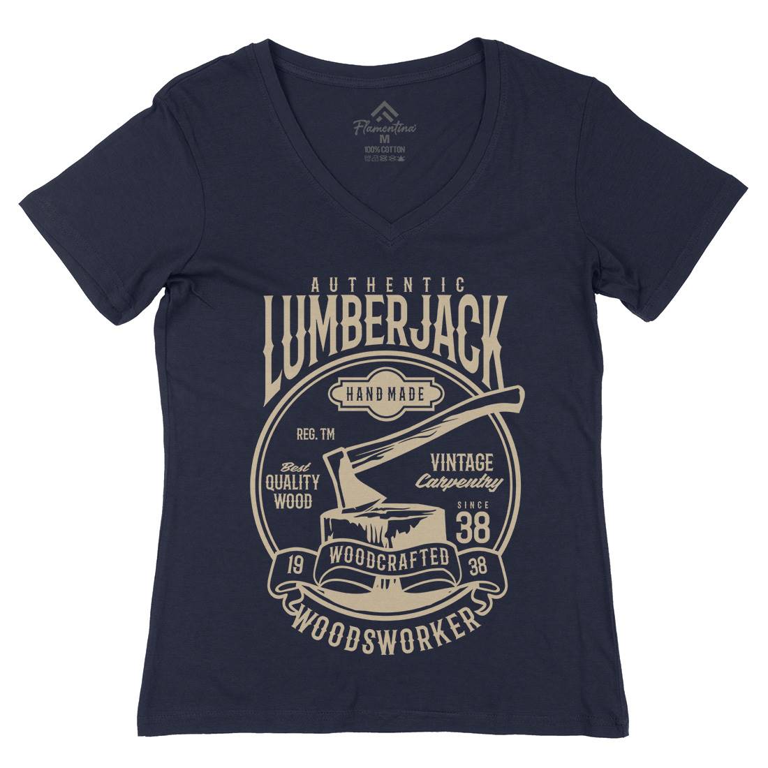 Authentic Lumberjack Womens Organic V-Neck T-Shirt Retro B181