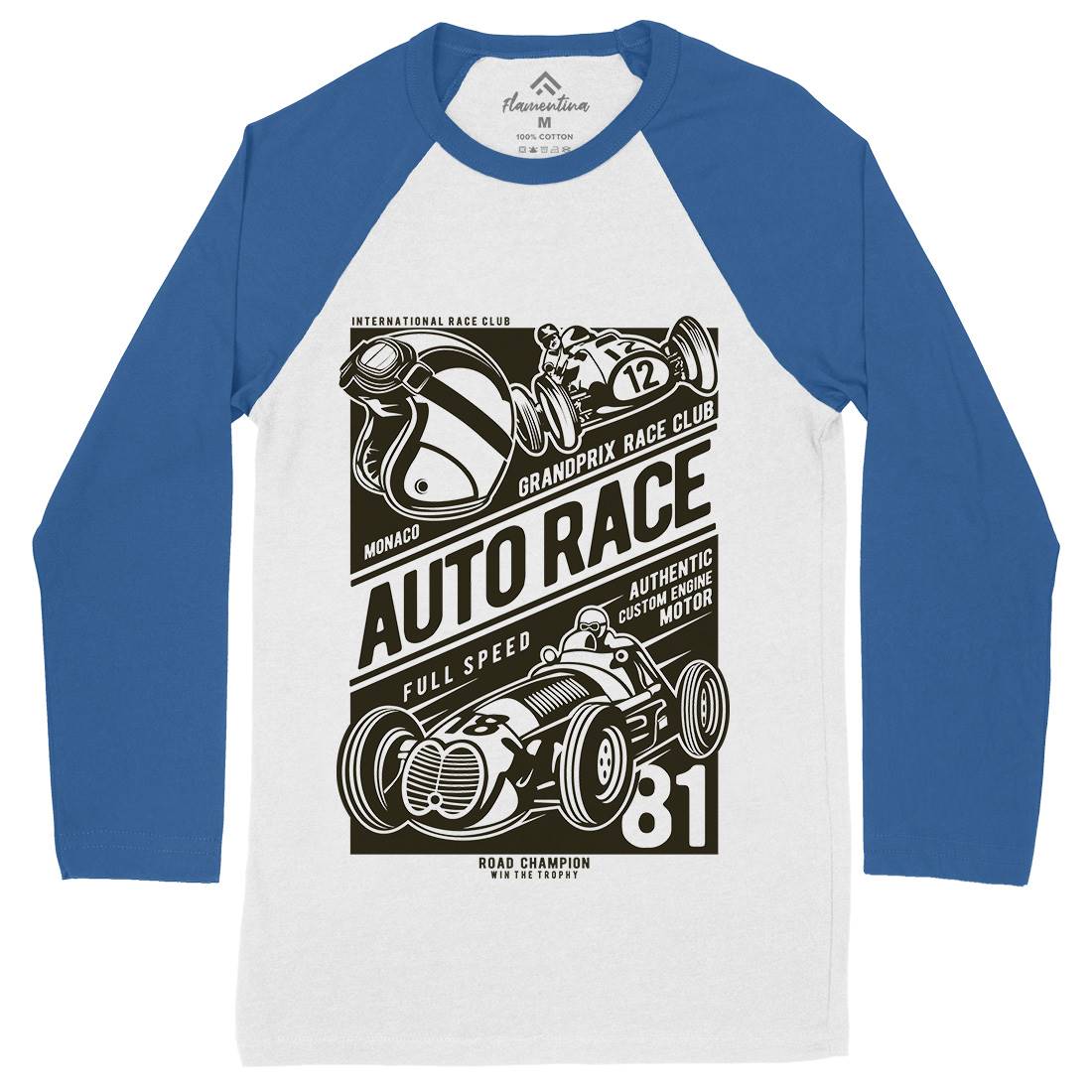Auto Race Mens Long Sleeve Baseball T-Shirt Cars B182
