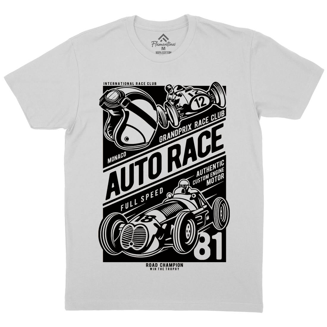 Auto Race Mens Crew Neck T-Shirt Cars B182
