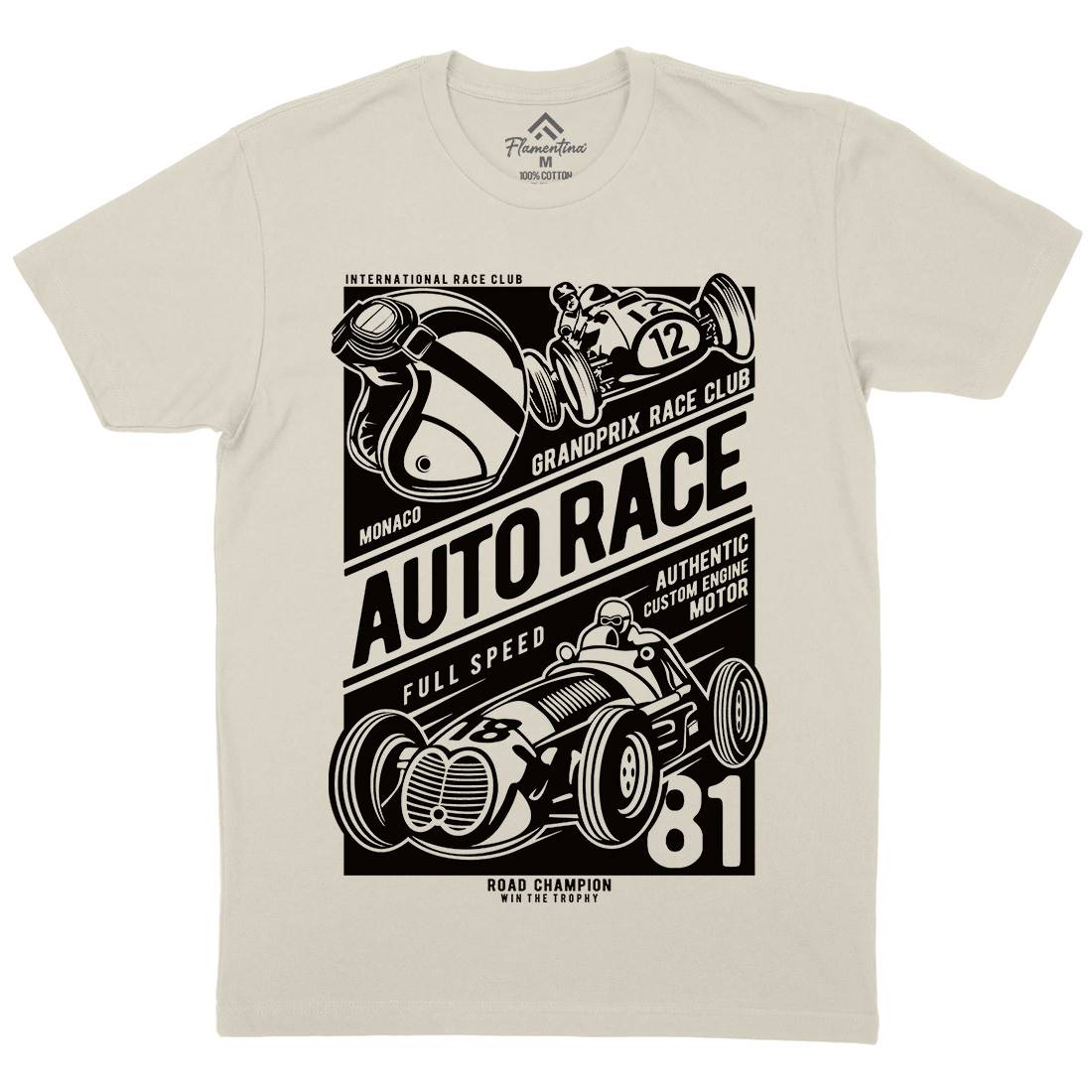 Auto Race Mens Organic Crew Neck T-Shirt Cars B182