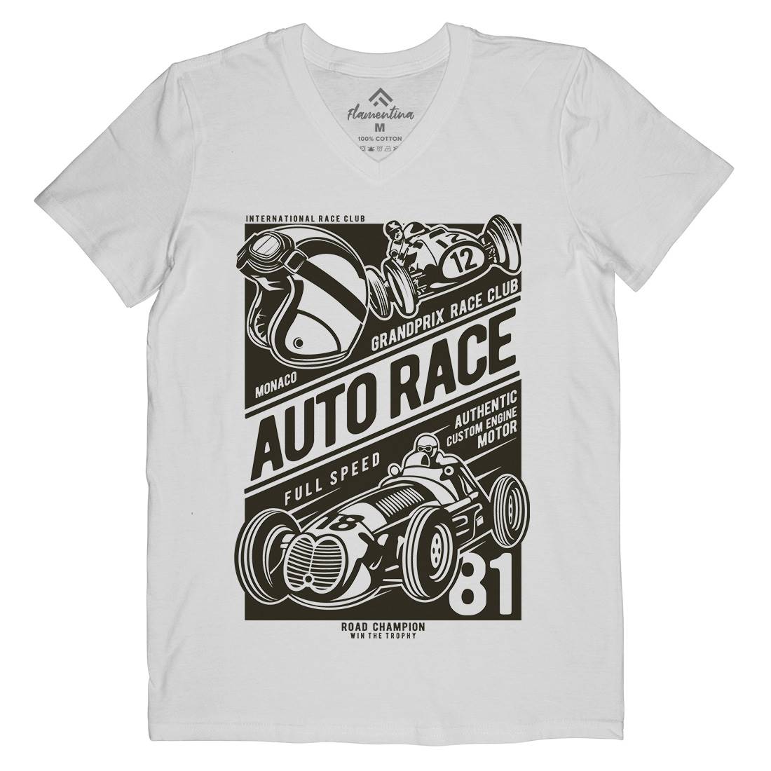 Auto Race Mens V-Neck T-Shirt Cars B182