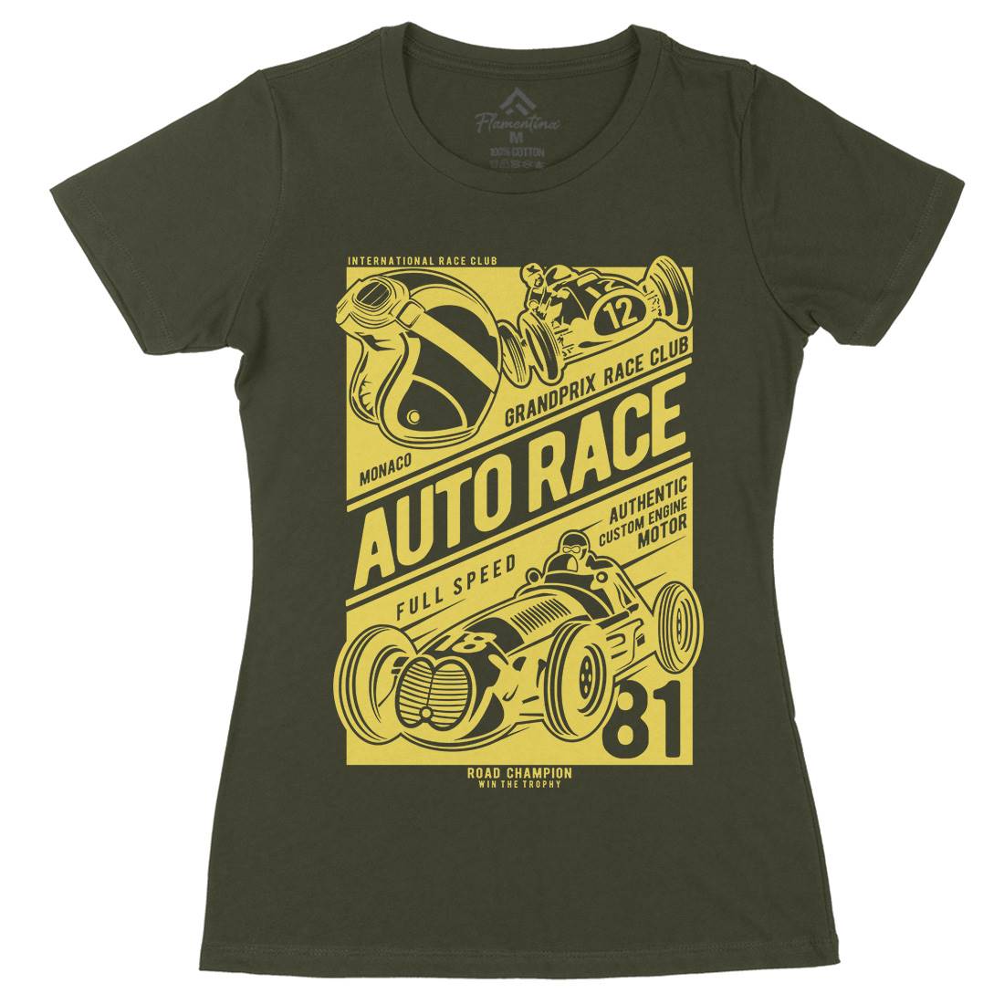 Auto Race Womens Organic Crew Neck T-Shirt Cars B182