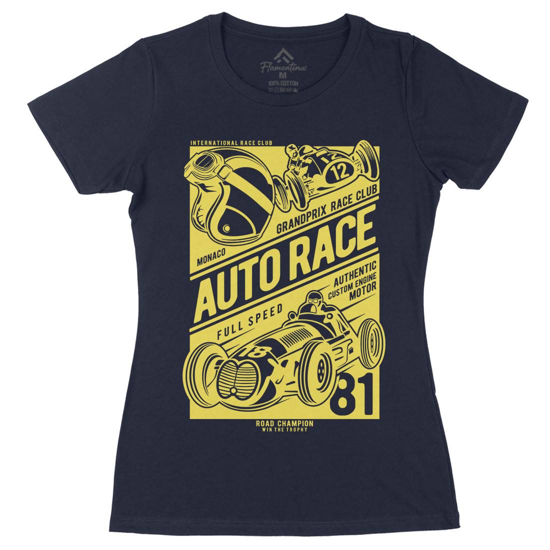 Auto Race Womens Organic Crew Neck T-Shirt Cars B182