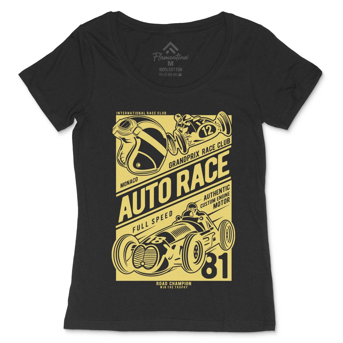 Auto Race Womens Scoop Neck T-Shirt Cars B182