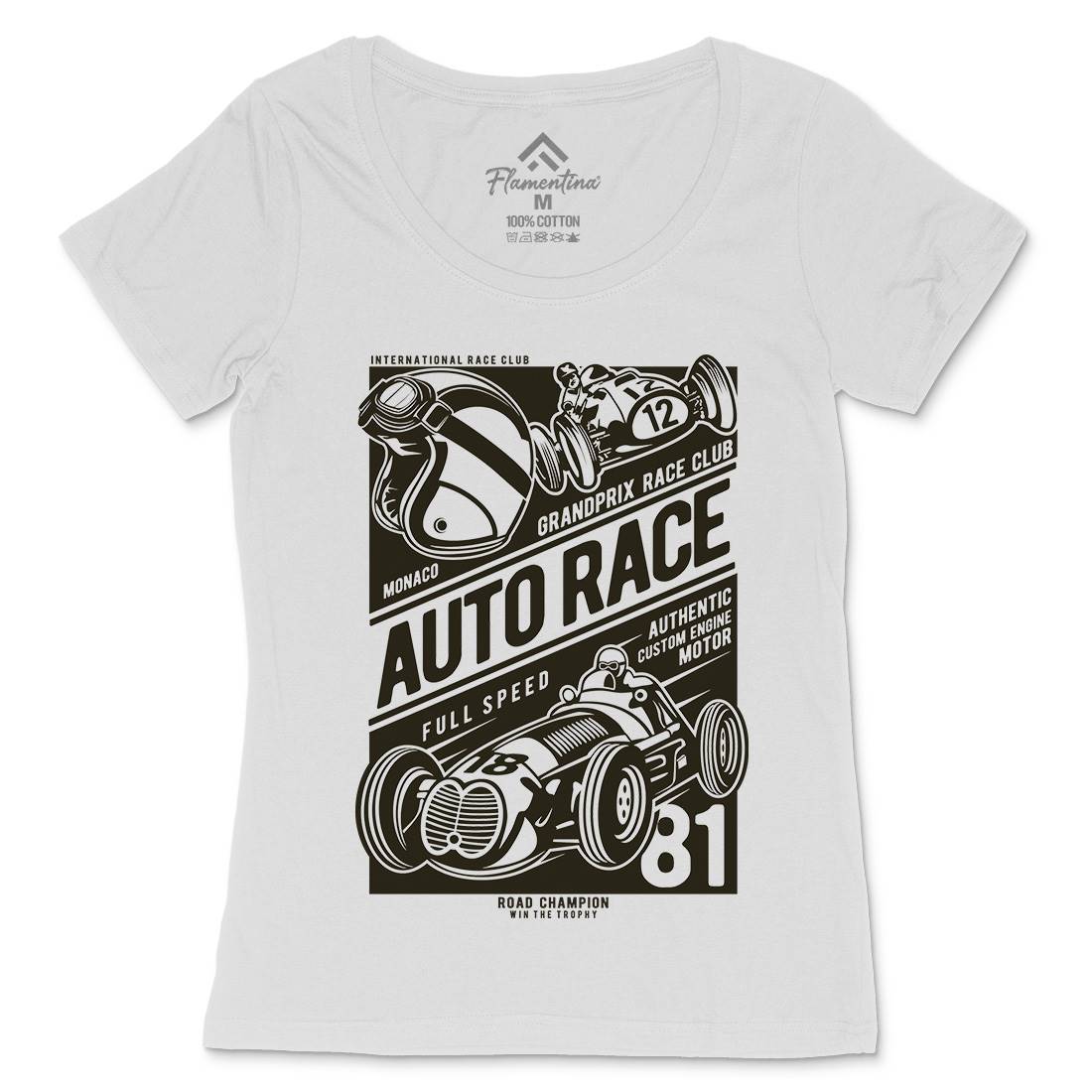 Auto Race Womens Scoop Neck T-Shirt Cars B182