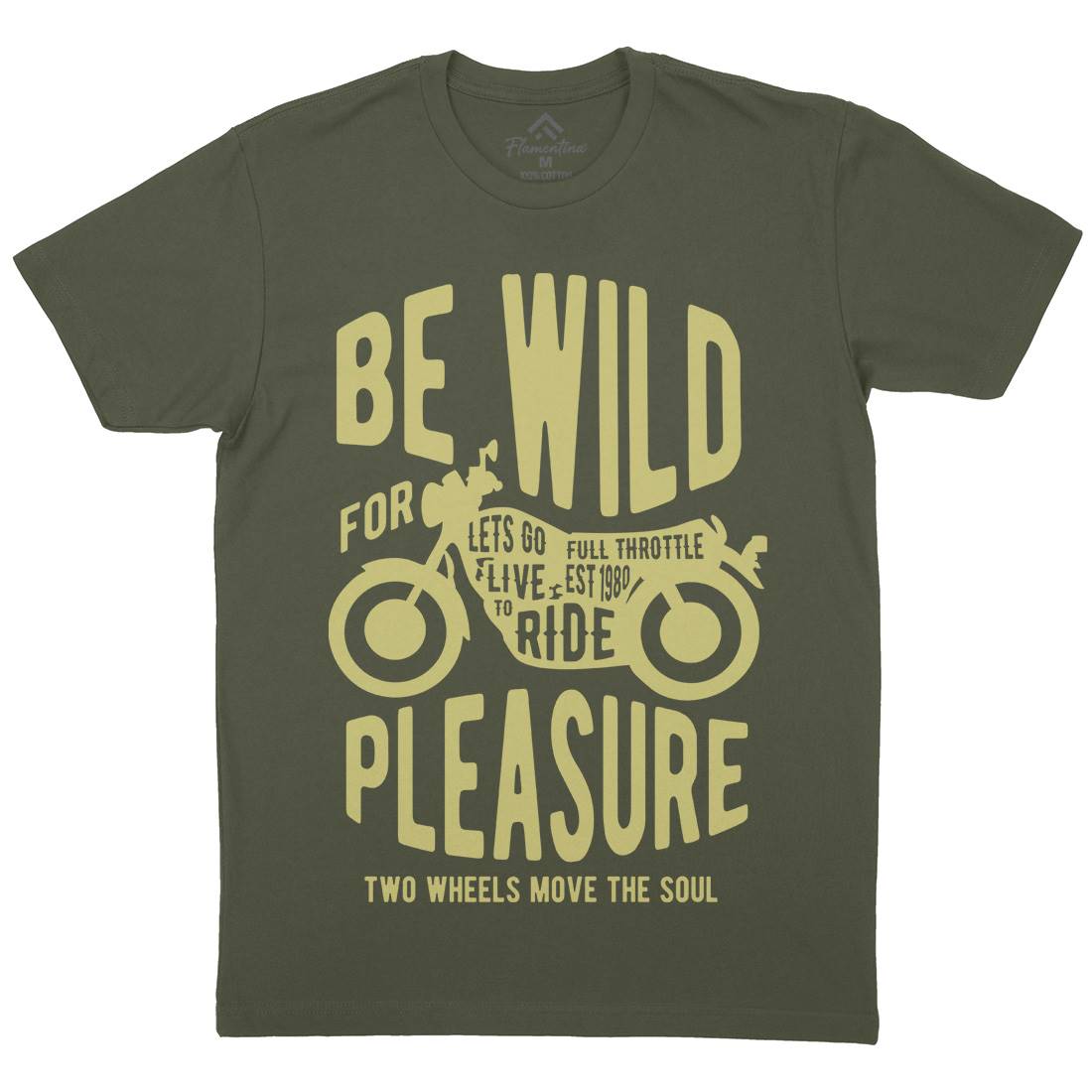Be Wild Mens Organic Crew Neck T-Shirt Motorcycles B183