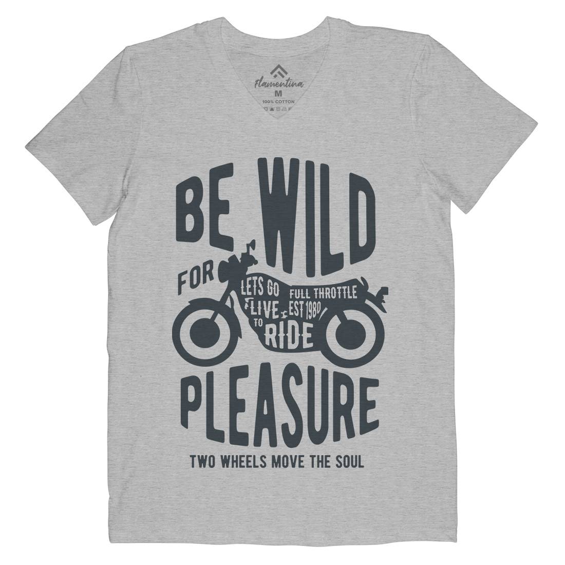 Be Wild Mens Organic V-Neck T-Shirt Motorcycles B183