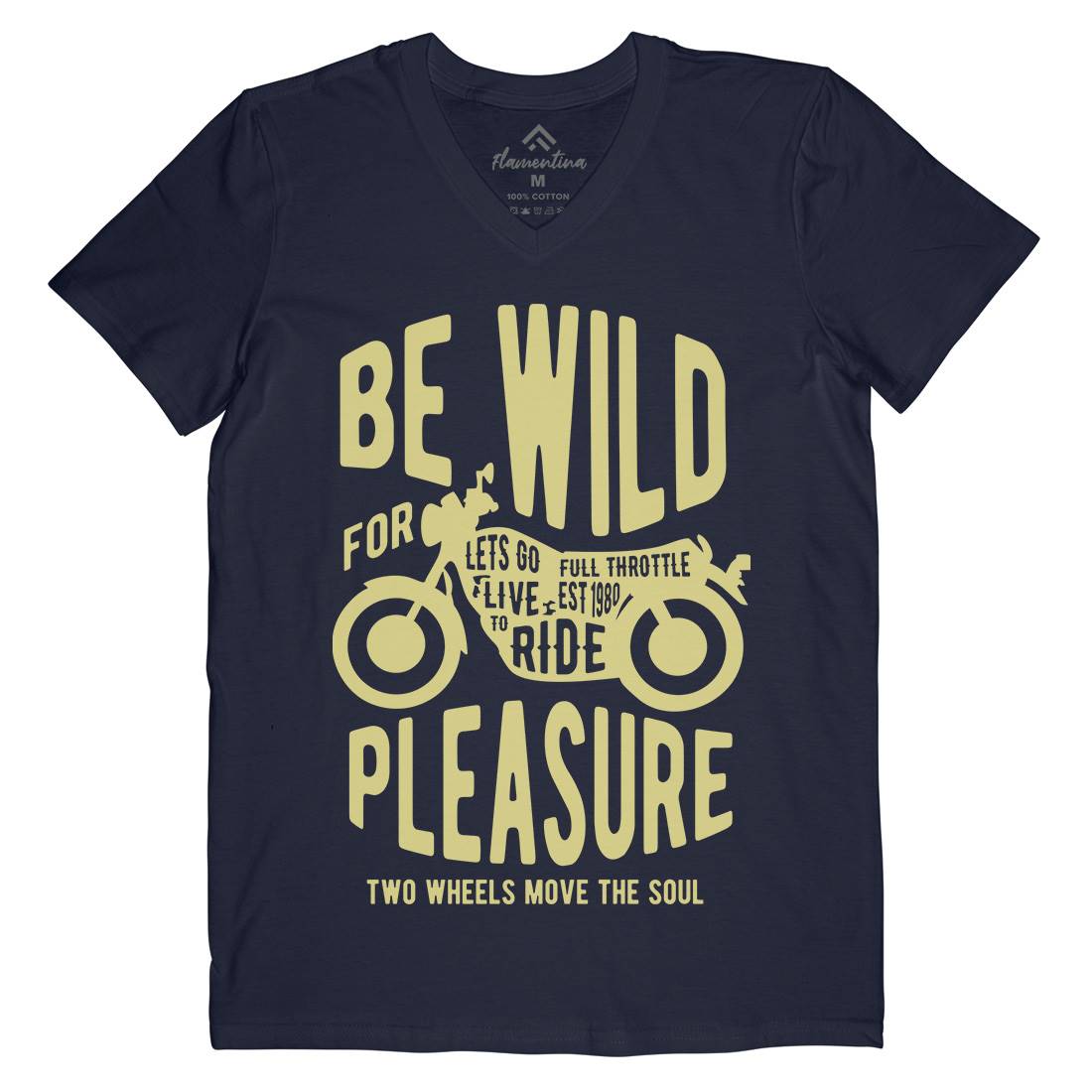 Be Wild Mens Organic V-Neck T-Shirt Motorcycles B183