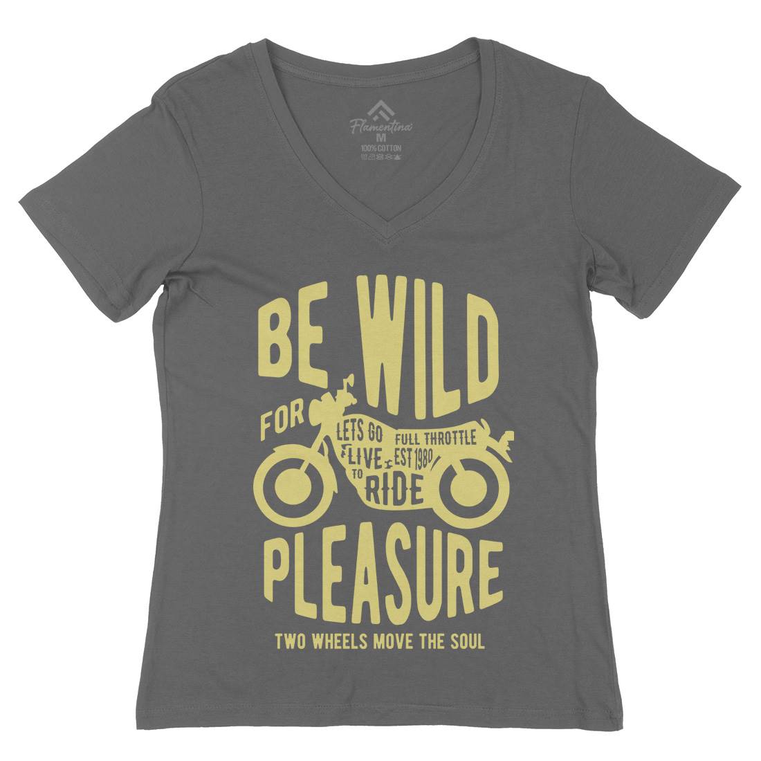 Be Wild Womens Organic V-Neck T-Shirt Motorcycles B183