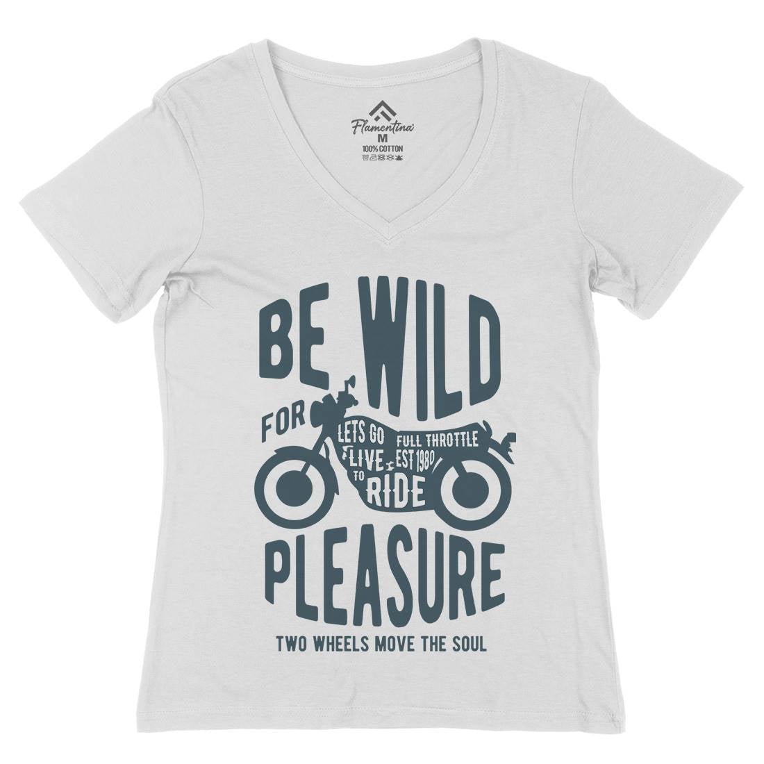 Be Wild Womens Organic V-Neck T-Shirt Motorcycles B183