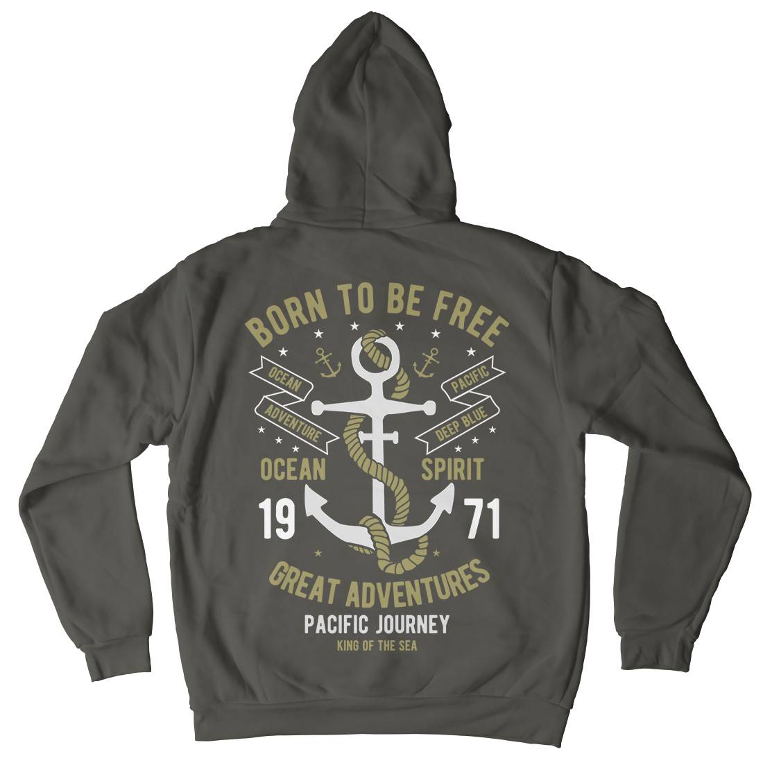 Born To Be Free Mens Hoodie With Pocket Navy B184