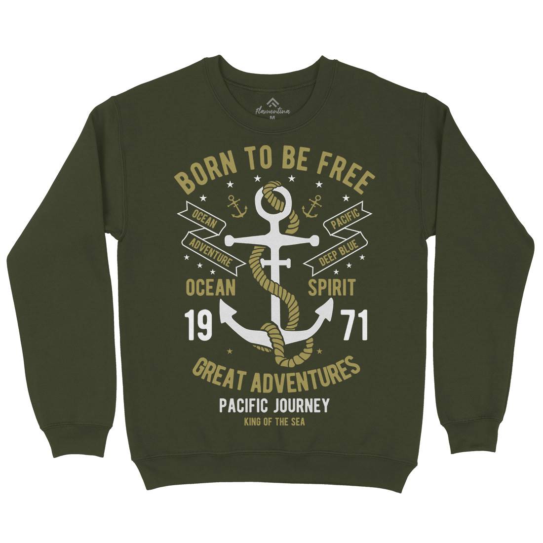 Born To Be Free Mens Crew Neck Sweatshirt Navy B184