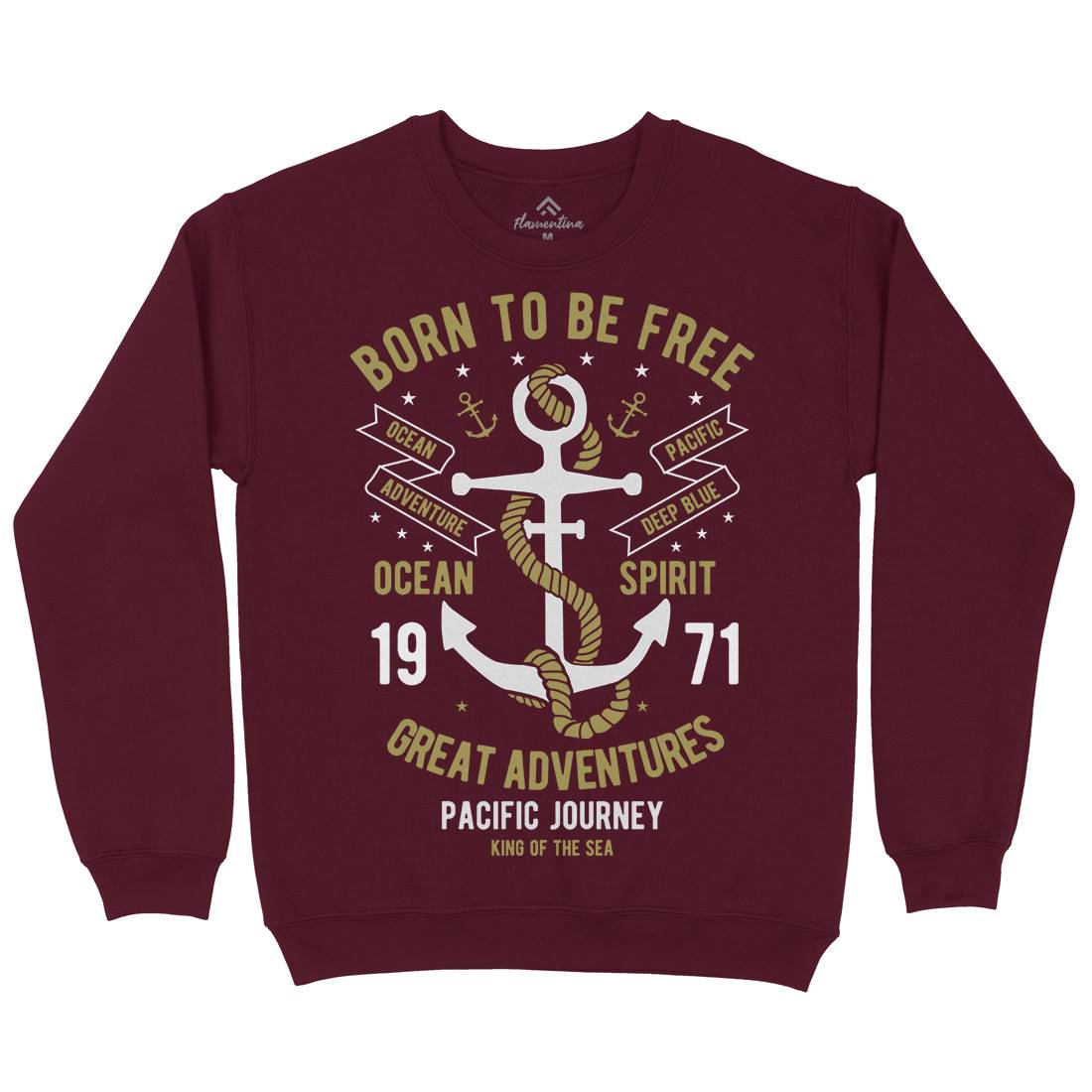 Born To Be Free Mens Crew Neck Sweatshirt Navy B184