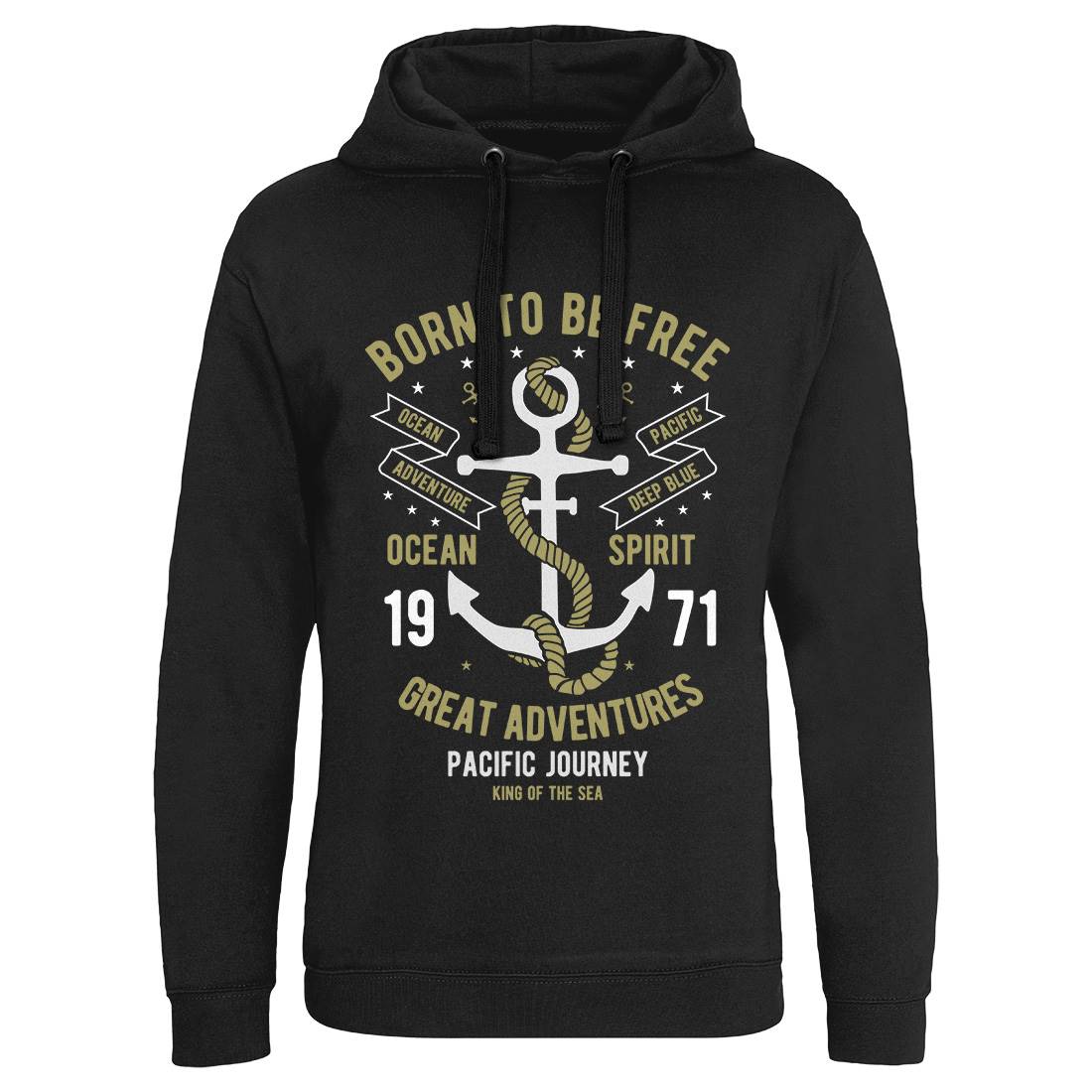 Born To Be Free Mens Hoodie Without Pocket Navy B184
