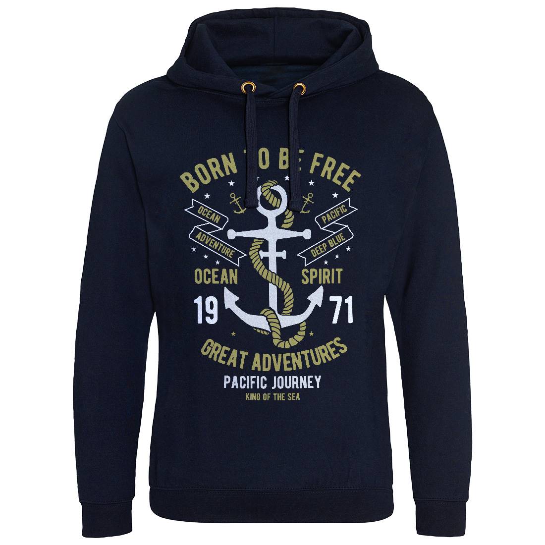 Born To Be Free Mens Hoodie Without Pocket Navy B184