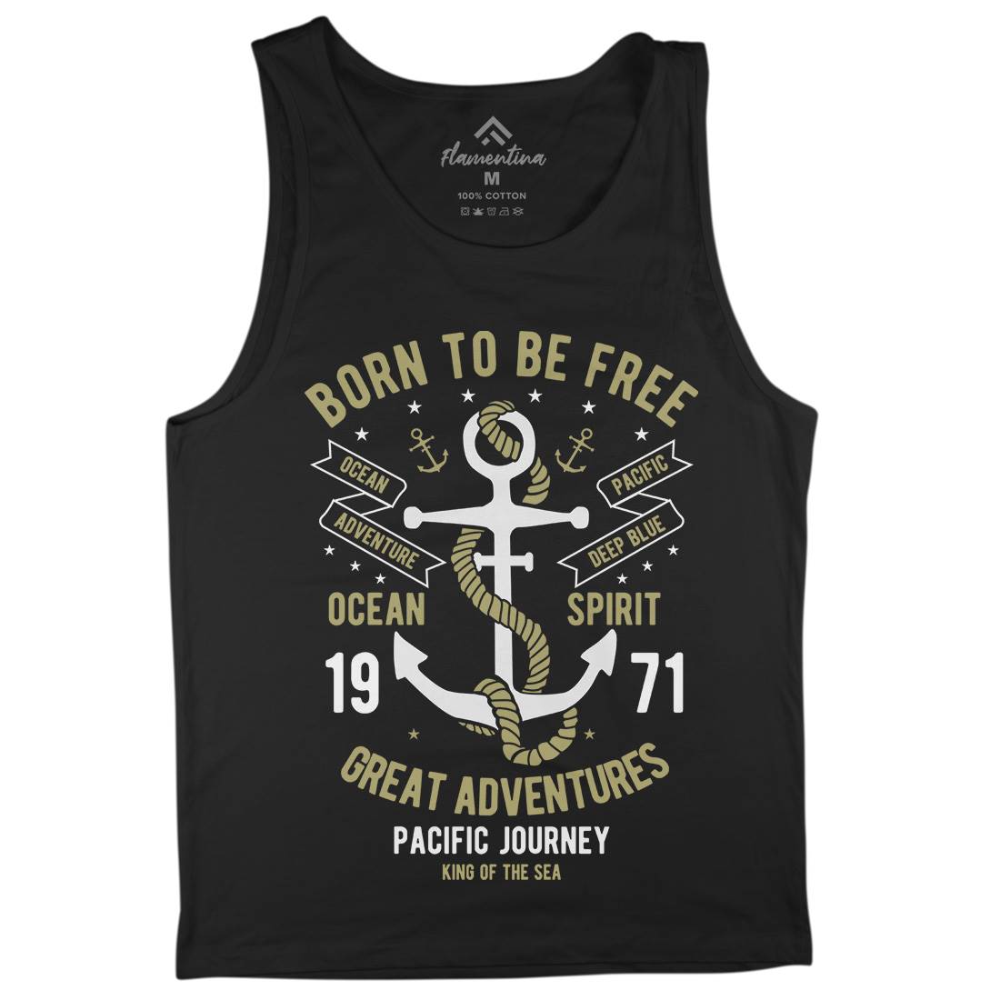 Born To Be Free Mens Tank Top Vest Navy B184