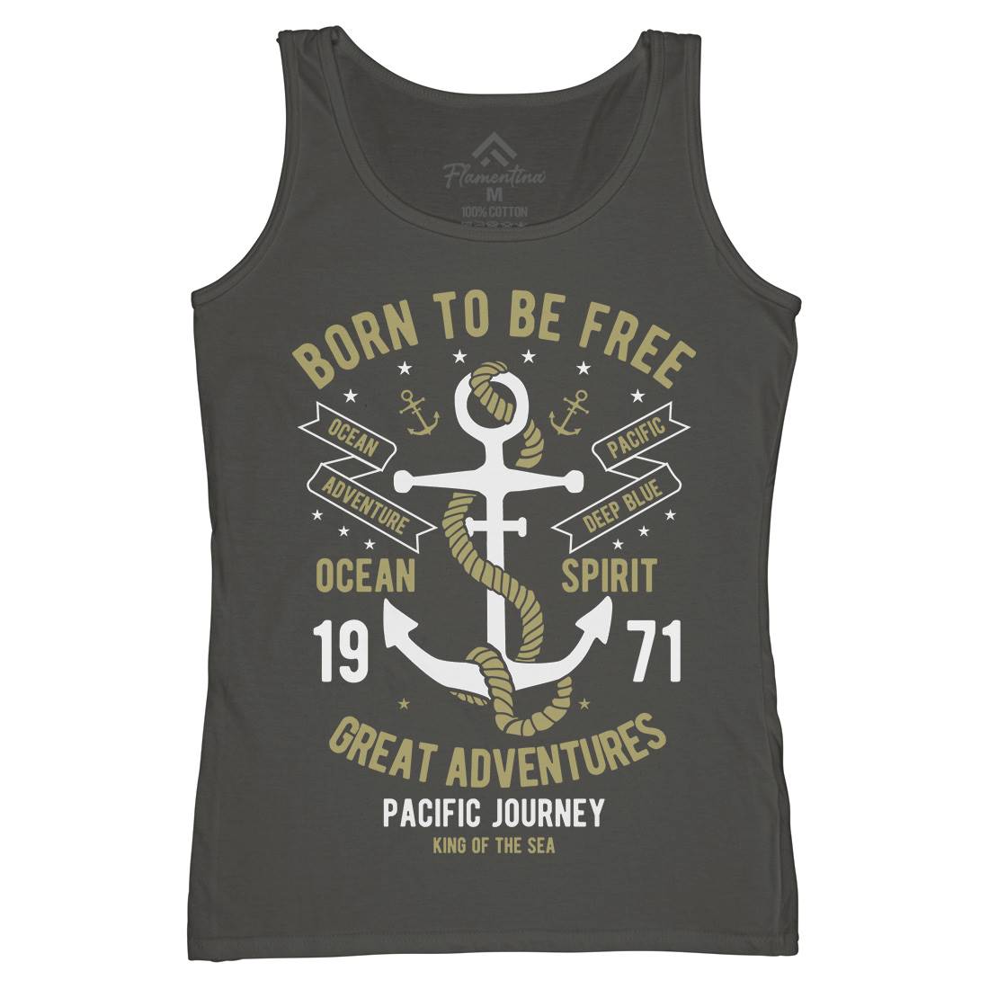 Born To Be Free Womens Organic Tank Top Vest Navy B184