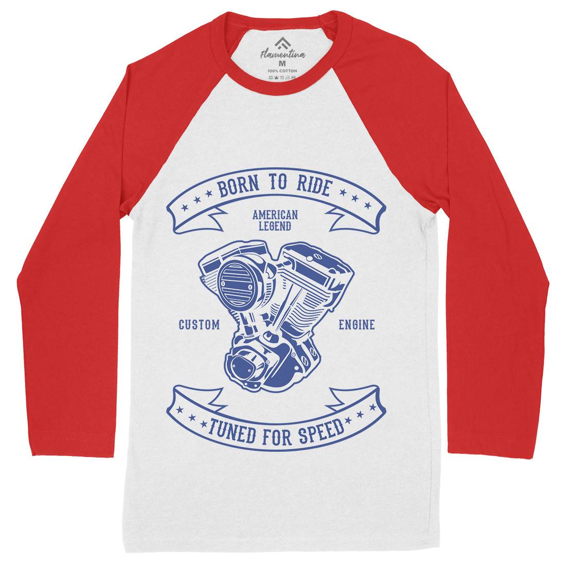 Born To Ride Mens Long Sleeve Baseball T-Shirt Cars B185