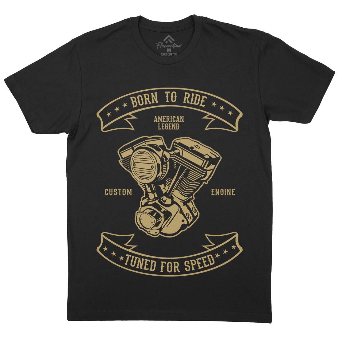 Born To Ride Mens Organic Crew Neck T-Shirt Cars B185