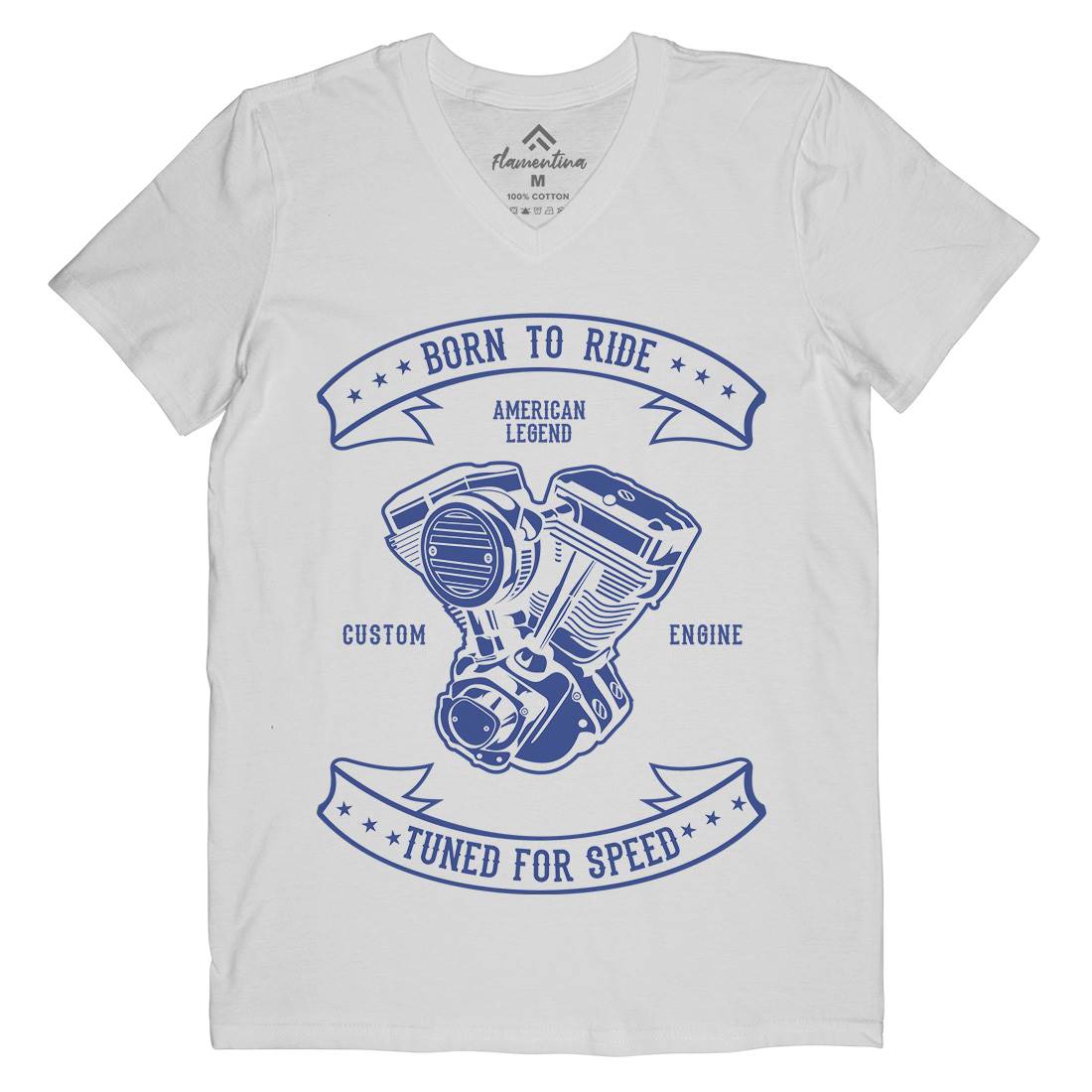 Born To Ride Mens Organic V-Neck T-Shirt Cars B185