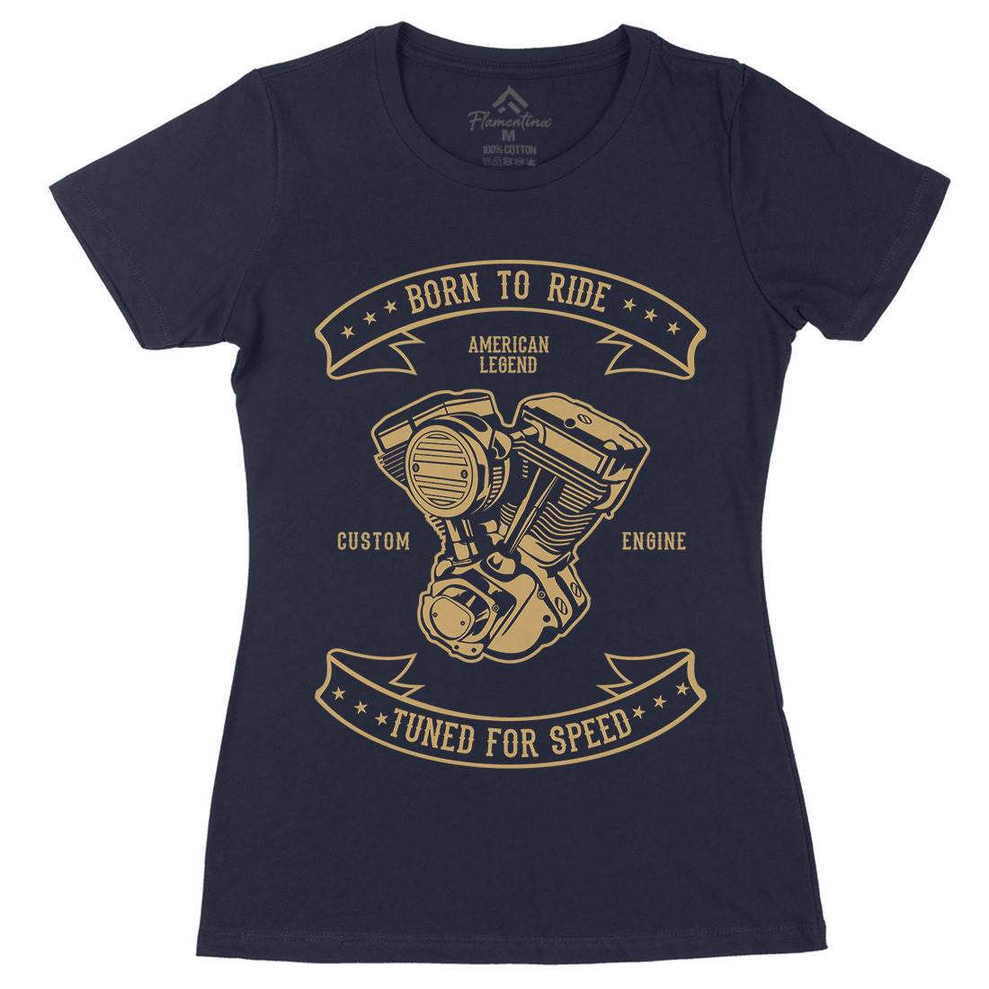 Born To Ride Womens Organic Crew Neck T-Shirt Cars B185