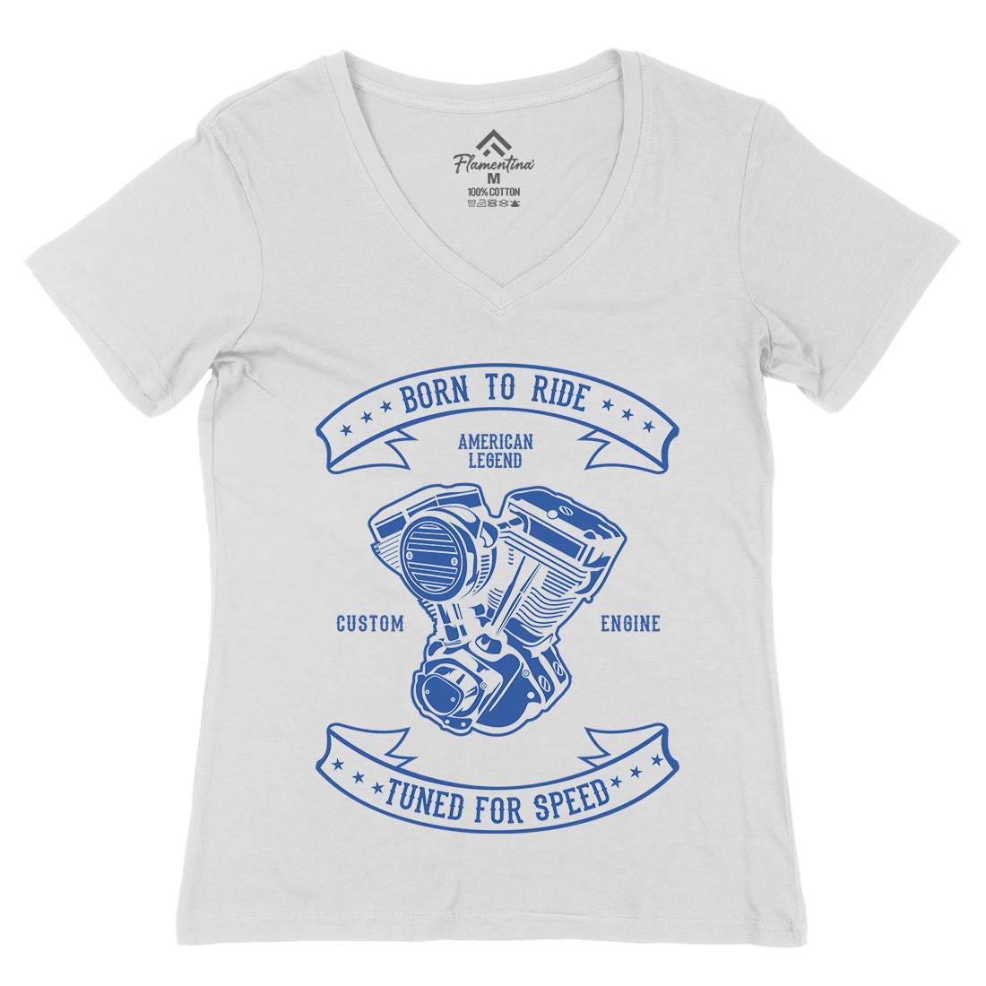 Born To Ride Womens Organic V-Neck T-Shirt Cars B185