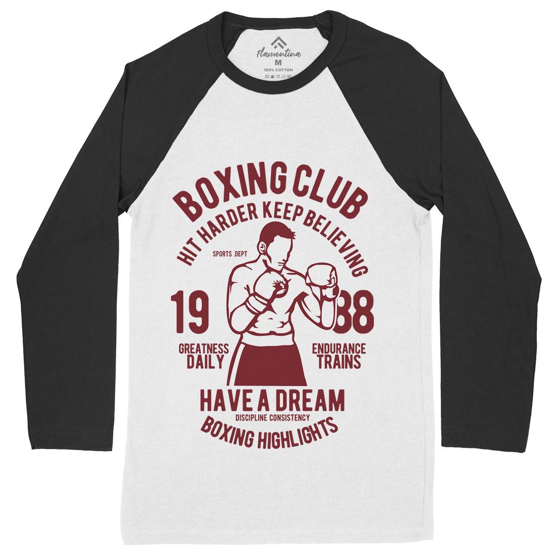 Boxing Club Mens Long Sleeve Baseball T-Shirt Sport B186